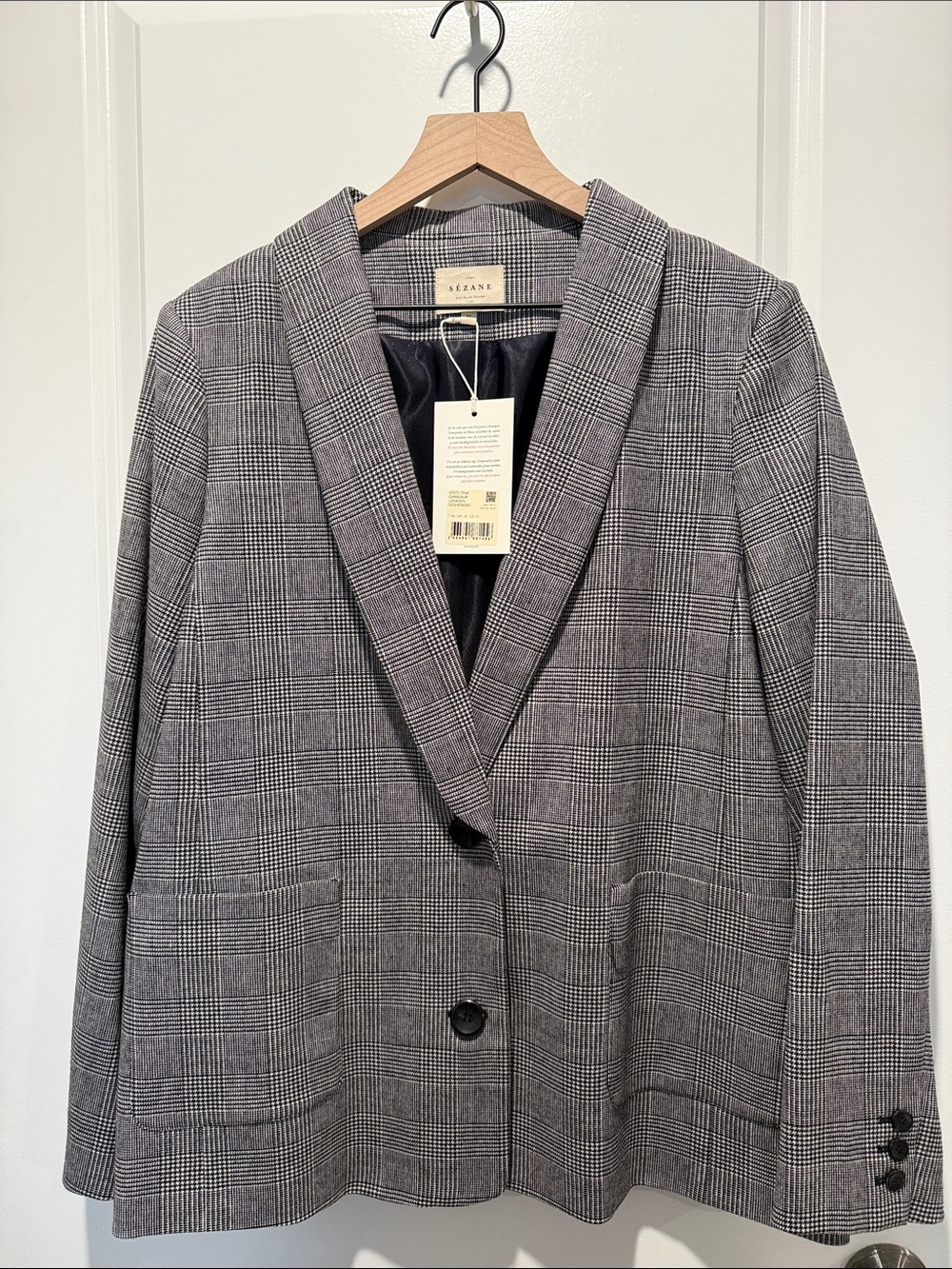 Sezane Tina Jacket London Check Print - Size 14